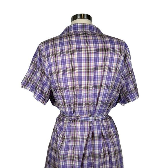 ModCloth Plaid To Know You Shirt Dress Plus Size 1X Purple Lavender - Picture 7 of 16